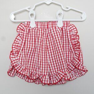 Stitchy Fish Red Gingham Toddler Girls Ruffle Shorts Size 2T